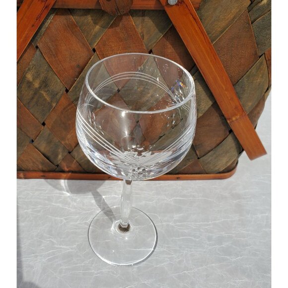 Noritake Crystal Cove Water Goblet 7.5" red wine cut glass etched signed rare - Picture 3 of 10